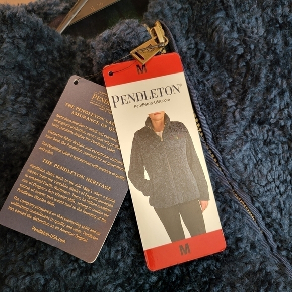 PENDLETON Women's Fuzzy full zip Jacket Size Medium NWT blue - Picture 6 of 8